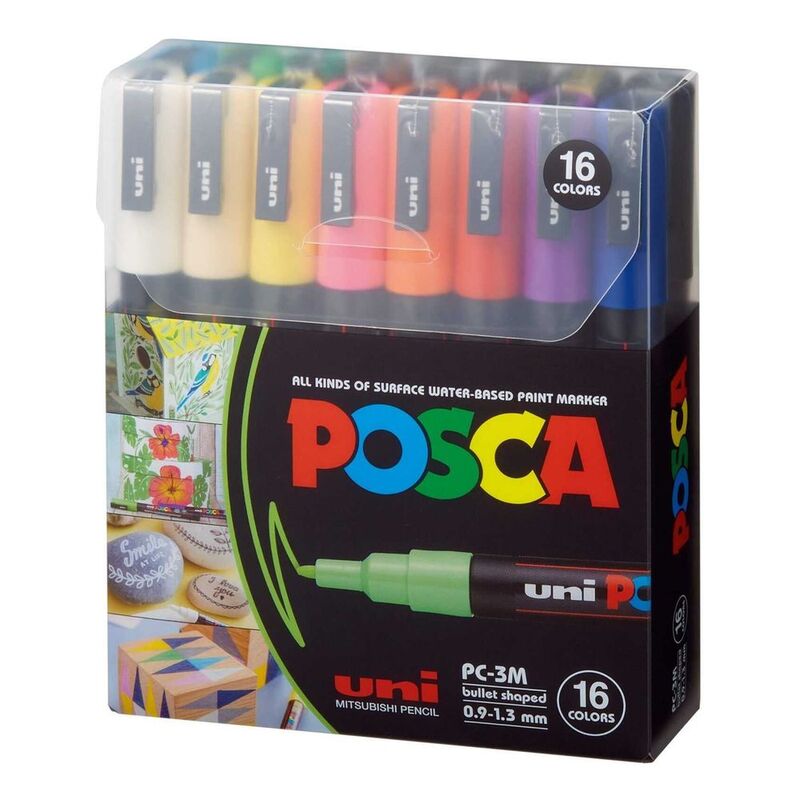 Uni-Ball Posca PC-3M Bullet Shaped Markers (Set of 16)