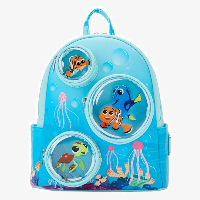 Loungefly Leather Disney Finding Nemo 20th Anniversary Bubble Pockets Mini Backpack