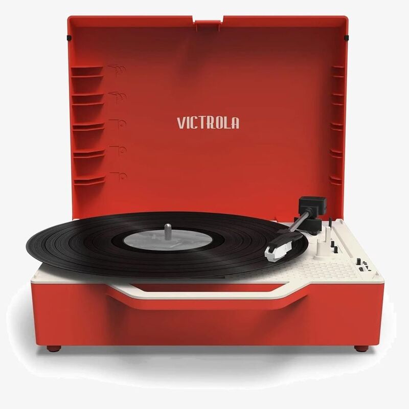 Victrola Re-Spin Sustainable Bluetooth Suitcase Record Player - Poinsetta Red