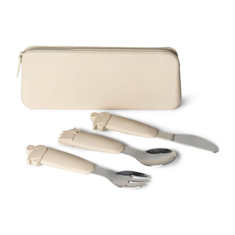 Citron 2023 Silicone Cutlery Set with Pouch Beige Citron 2023 Silicone Cutlery Set with Pouch Beige