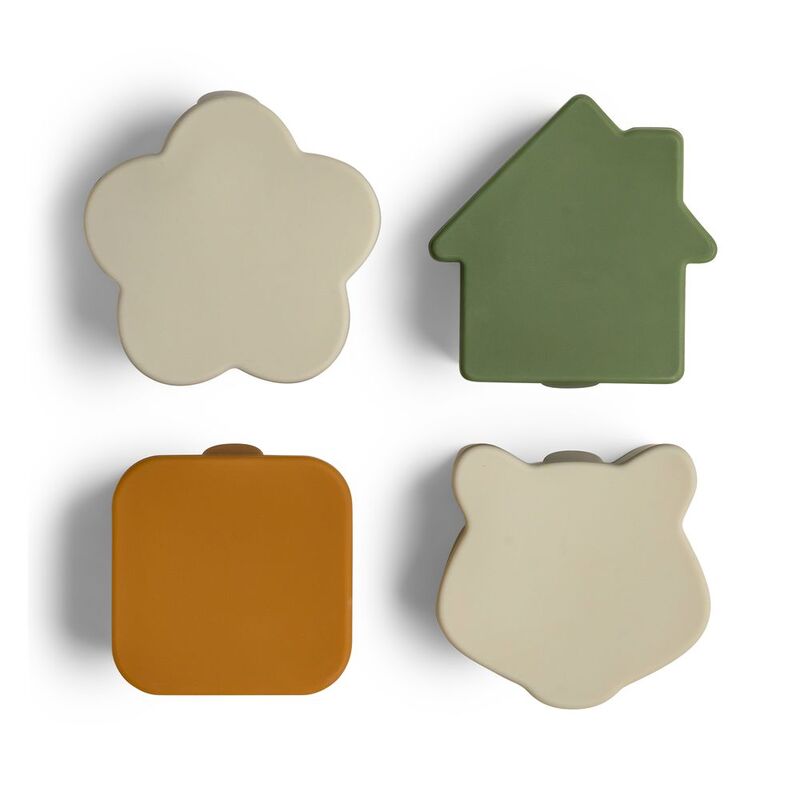 Citron 2023 Silicone Lunchbox Organizers (Set of 4) - Caramel/Green/Grey