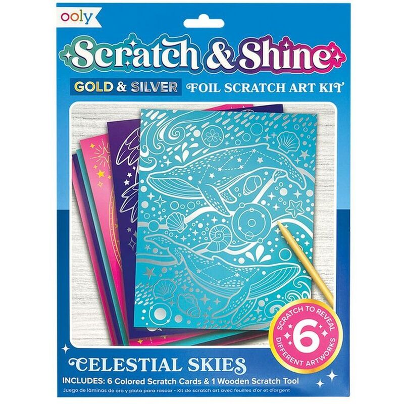 OOLY Scratch And Shine Foil Scratch Art Kit - Celestial Skies