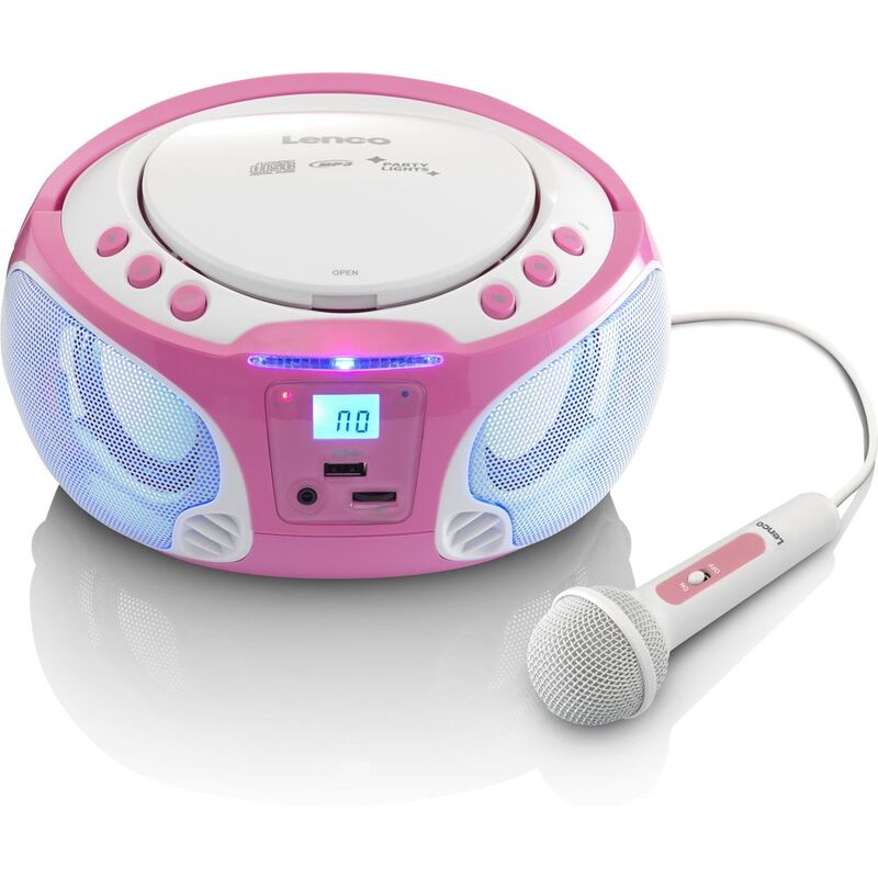 Lenco SCD-650PK Portable FM Radio with CD/Mp3/USB with LED Lighting - Pink Lenco SCD-650PK Portable FM Radio with CD/Mp3/USB with LED Lighting - Pink