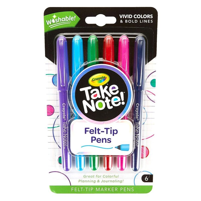 Crayola Take Note Washable Felt-Tip Pens (Set of 6)
