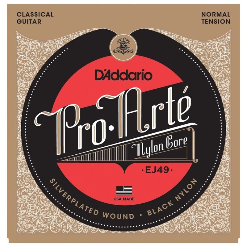 D'Addario Classical Guitar Strings Pro-Arte Black Nylon - Normal Tension