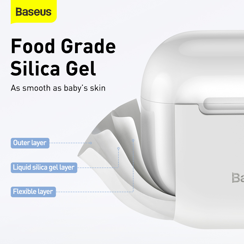 Baseus Super Thin Silica Gel Case For AirPods - White