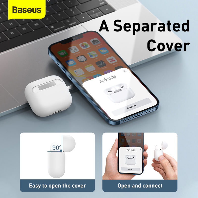 Baseus Super Thin Silica Gel Case For AirPods - White