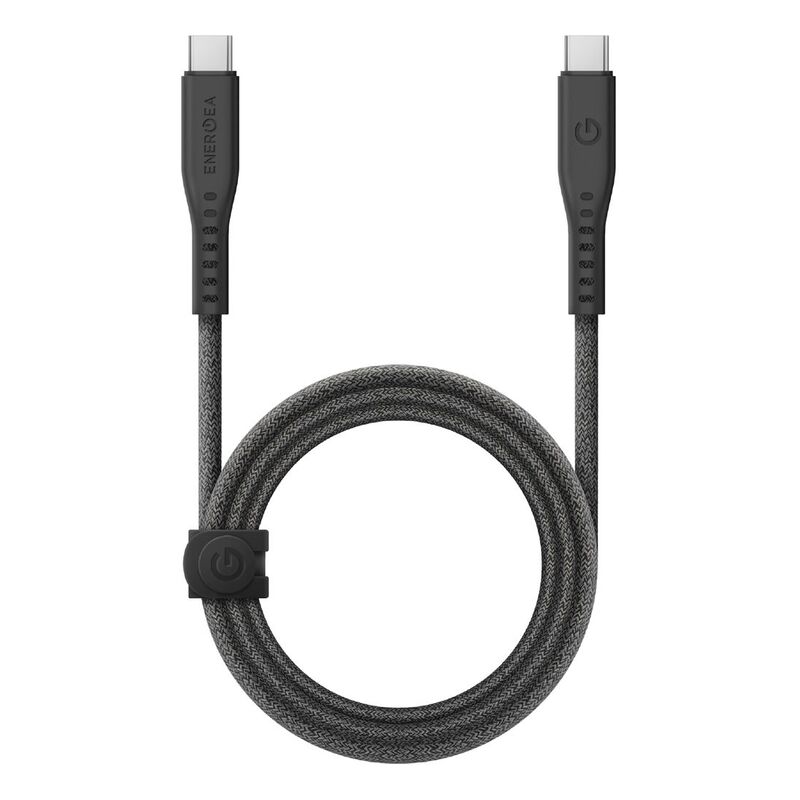 ENERGEA Flow 240W USB-C - USB-C Cable 480Mbps With Velcro Cable Tie 30Cm - Black