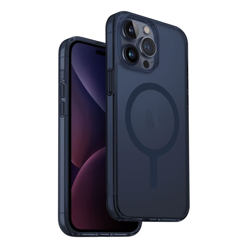 UNIQ Hybrid iPhone 15 Pro Max Case - MagClick Charging Lifepro Xtreme - Smoke Blue