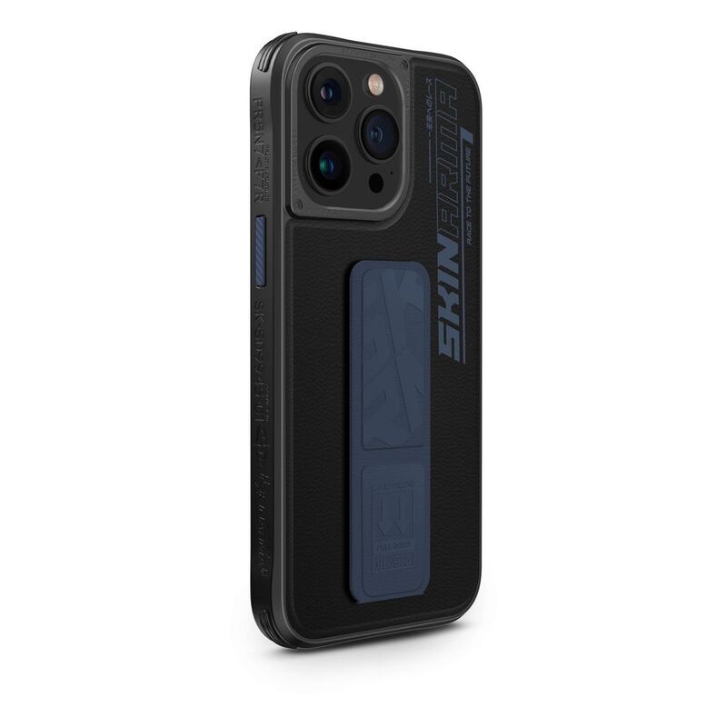 SkinArma iPhone 15 Pro Case - Slate Grip-Stand - Blue