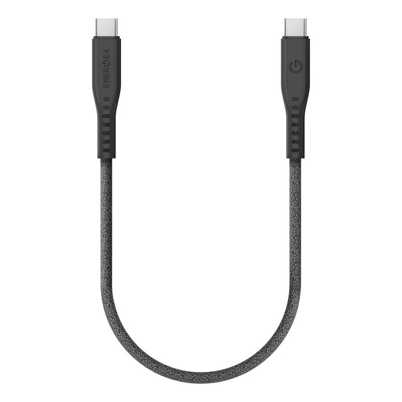 Energea Flow USB 3.2 Gen 2 USB-C To USB-C Cable 10Gbps 240W With Velcro Cable Tie 30cm - Black