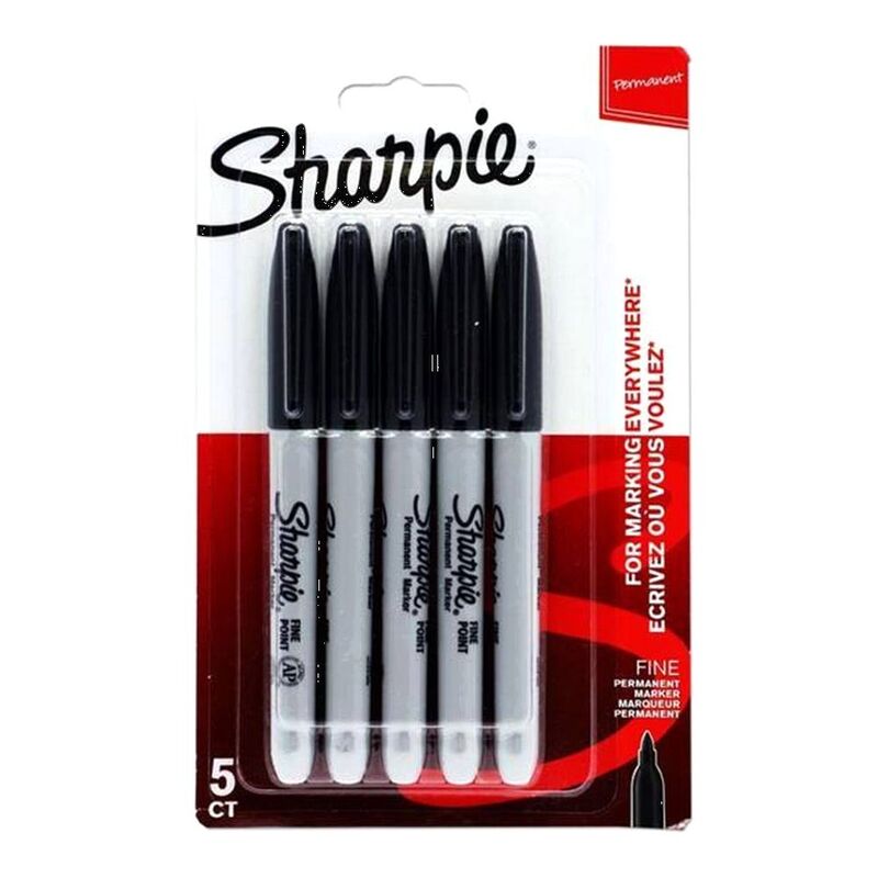 Sharpie Permanent Marker Fine - Black (Pack of 5) Sharpie Permanent Marker Fine - Black (Pack of 5)