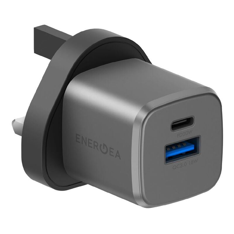 Energea AmpCharge GaN 20 1C1A PD/QC 3.0 Wall Charger 20W (UK) - Gunmetal Energea AmpCharge GaN 20 1C1A PD/QC 3.0 Wall Charger 20W (UK) - Gunmetal