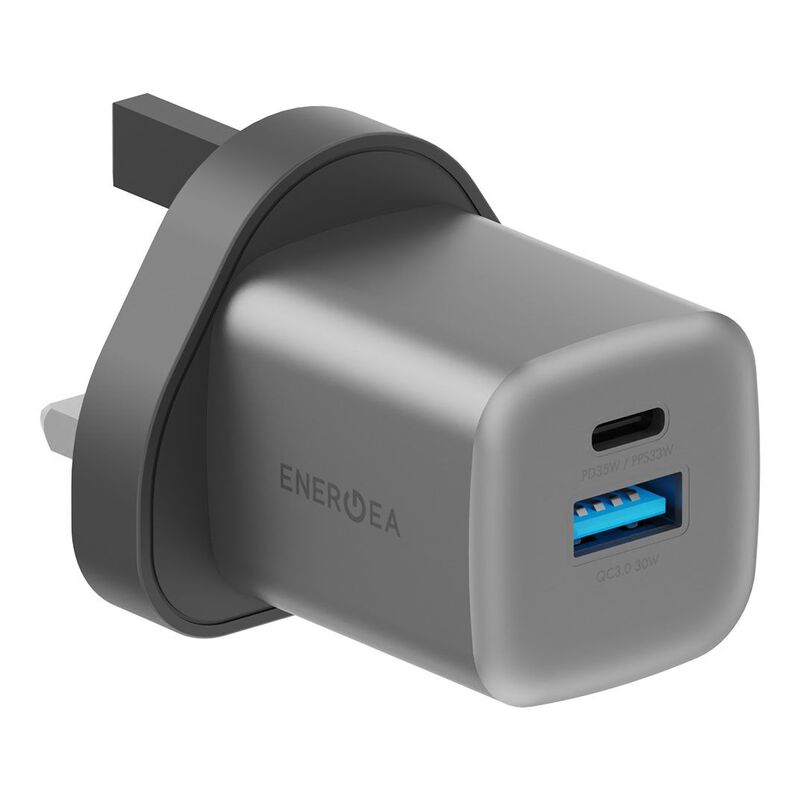 Energea AmpCharge GaN 35 1C1A PD/PPS/QC 3.0 Wall Charger 35W (Uk) - Gunmetal Energea AmpCharge GaN 35 1C1A PD/PPS/QC 3.0 Wall Charger 35W (Uk) - Gunmetal