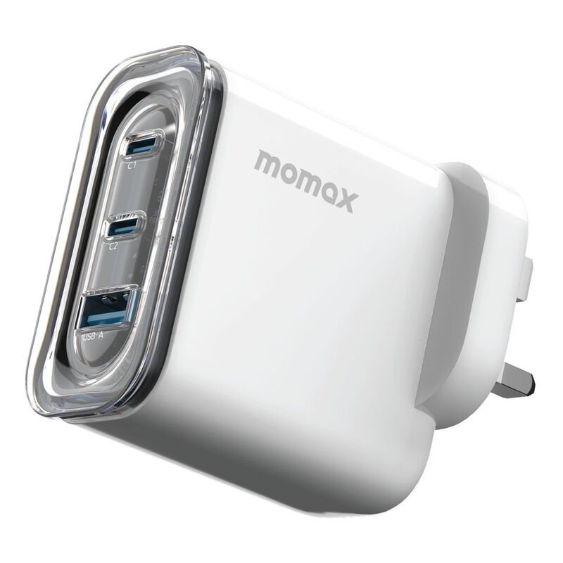 Momax 1-Charger Flow Plus PD 80W 3 Ports Gan Wall Charger - White