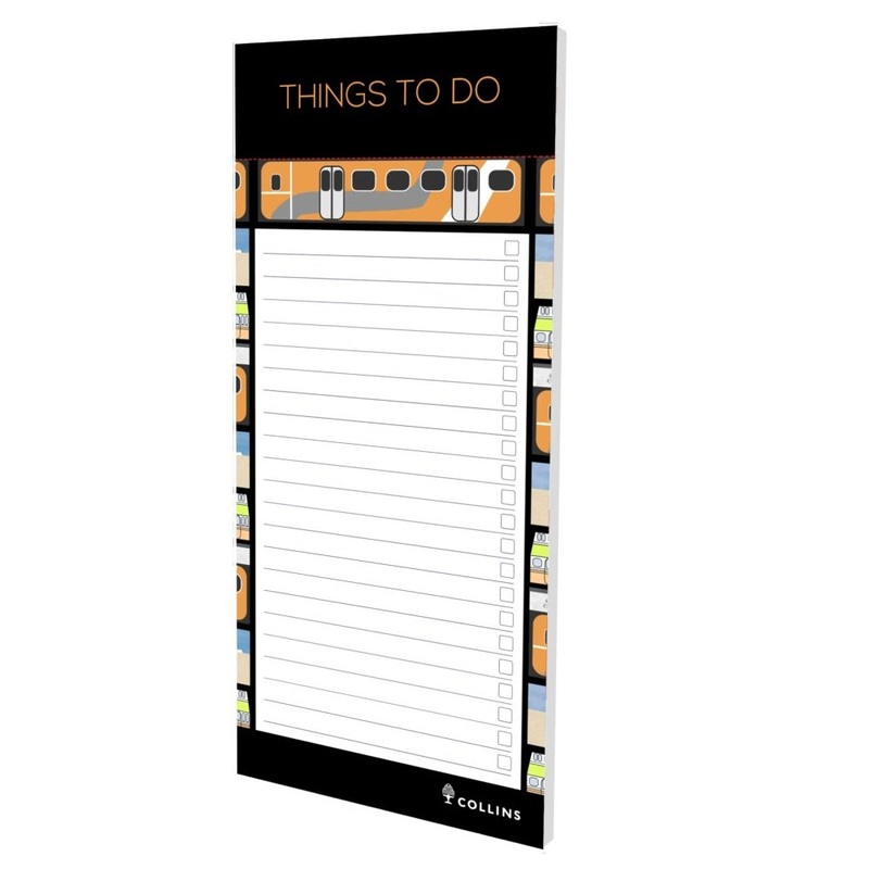 Collins Flourish To Do List Notepad With Slim Magnetic Pad - Trains Design