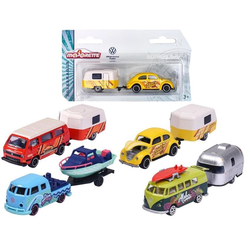 Majorette Volkswagen Originals With Trailer Assorted 164 Die-Cast Car Assorted