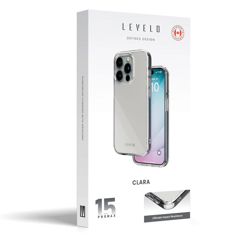 Levelo Clara Clear Case For iPhone 15 Pro Max - Clear Levelo Clara Clear Case For iPhone 15 Pro Max - Clear
