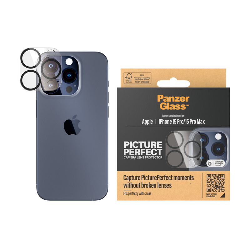 PanzerGlass Lens Screen Protector for iPhone 15 Pro / iPhone 15 Pro Max - Picture Perfect Plate Camera Lens