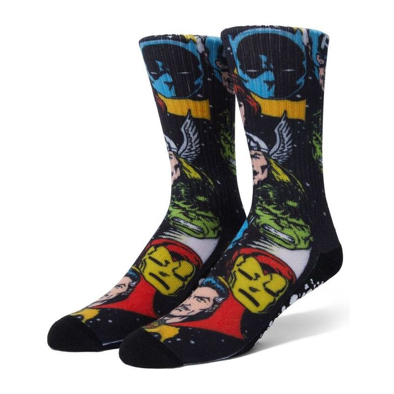 HUF x Marvel Avengers Galactic Heads Crew Socks - Black (One Size)