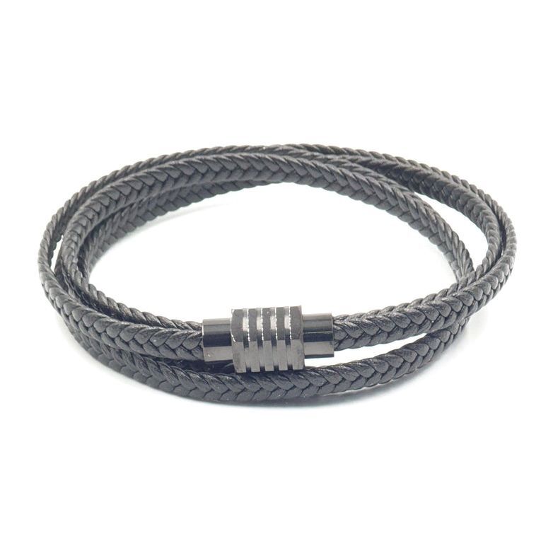 Alvarino Men's Leather Bracelet - ALV-L19122BLKM