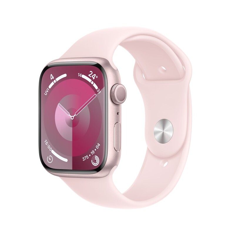 Apple Watch Series 9 GPS 45mm Pink Aluminium Case with Light Pink Sport Band - S/M Apple Watch Series 9 GPS 45mm Pink Aluminium Case with Light Pink Sport Band - S/M