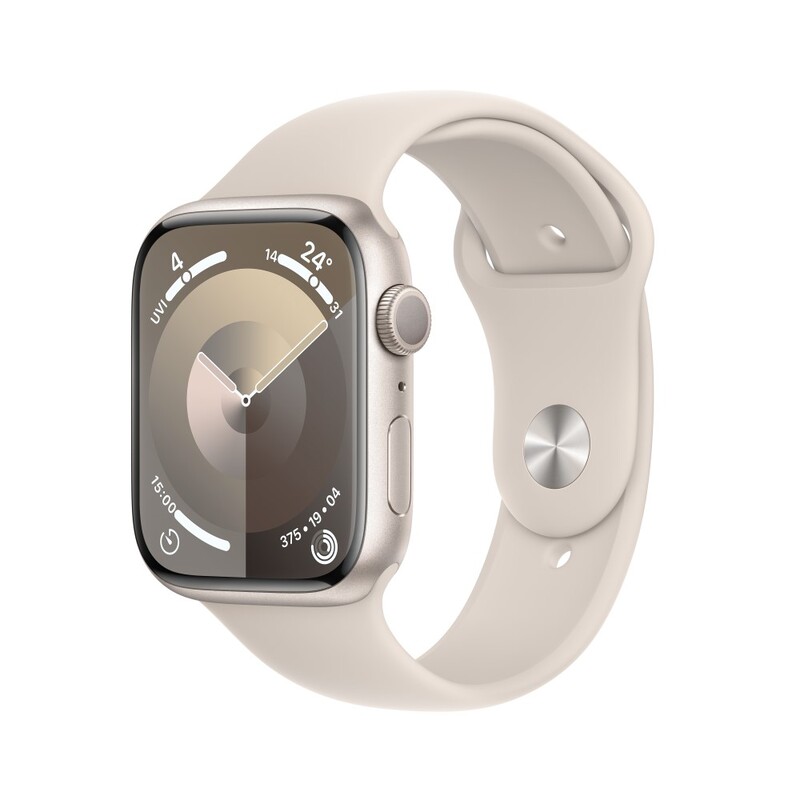 Apple Watch Series 9 GPS 45mm Starlight Aluminium Case with Starlight Sport Band - M/L Apple Watch Series 9 GPS 45mm Starlight Aluminium Case with Starlight Sport Band - M/L