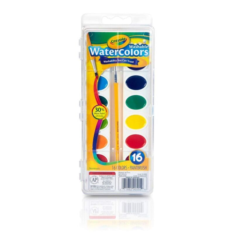 Crayola Washable Watercolours Pans With Plastic Brush (Set Of 16)