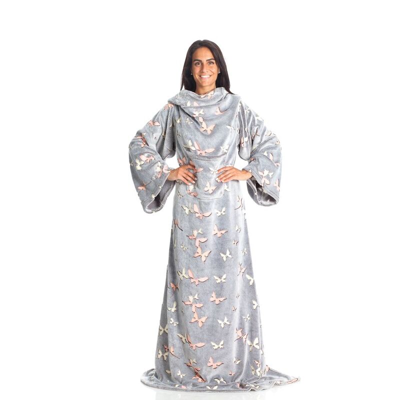 Kanguru Deluxe Glow Wearable Blanket With Sleeves And A Pocket - Butterflies (140 x 180cm) Kanguru Deluxe Glow Wearable Blanket With Sleeves And A Pocket - Butterflies (140 x 180cm)