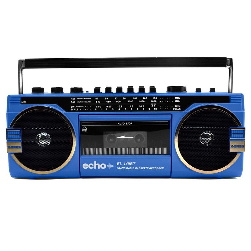 Echo Audio Retro Blast Radio Cassette Player With Bluetooth - Blue