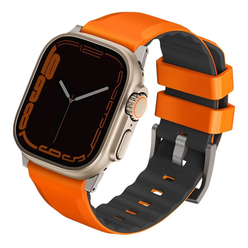 Uniq Linus Airosoft Silicone Strap for Apple Watch 49/45/44/42mm -Volt Orange (Volt Orange)