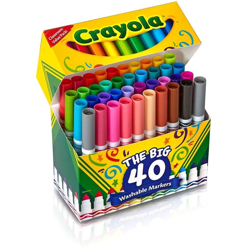 Crayola Ultra-Clean The Big 40 Washable Broad Line Markers (Set of 40)