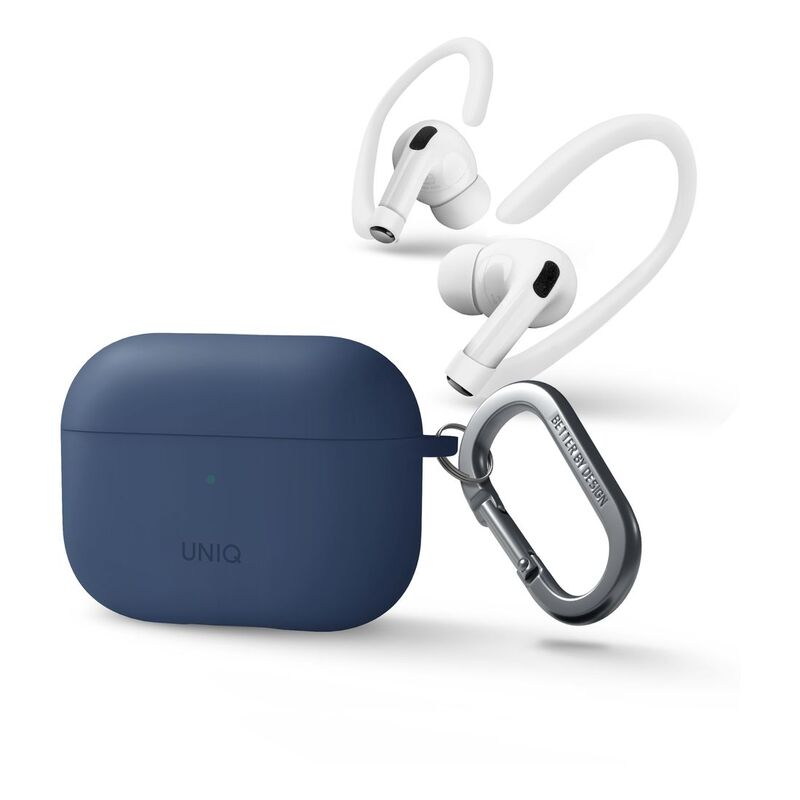 UNIQ Nexo Active Hybrid Silicone Airpods Pro 2nd Gen (2022) Case With Sports Ear Hooks - Blue UNIQ Nexo Active Hybrid Silicone Airpods Pro 2nd Gen (2022) Case With Sports Ear Hooks - Blue