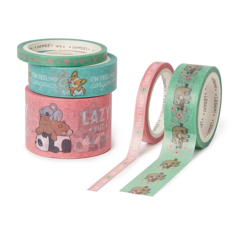 Legami Tape By Kit - Set of 5 Paper Sticky Tapes - Cute Animals Legami Tape By Kit - Set of 5 Paper Sticky Tapes - Cute Animals