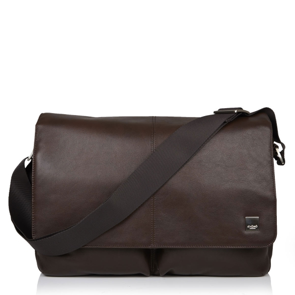 Knomo Kobe Soft Leather Messenger Bag Brown For Laptop 15 Inch