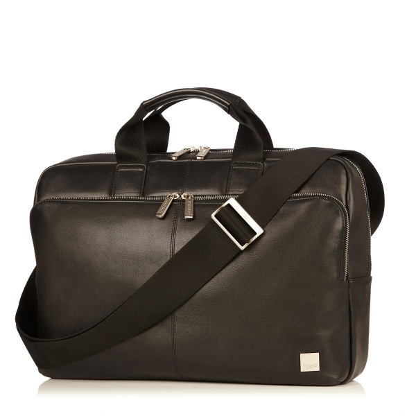 Knomo Newbury Black Leather Brief for Laptop Up To 15-Inch