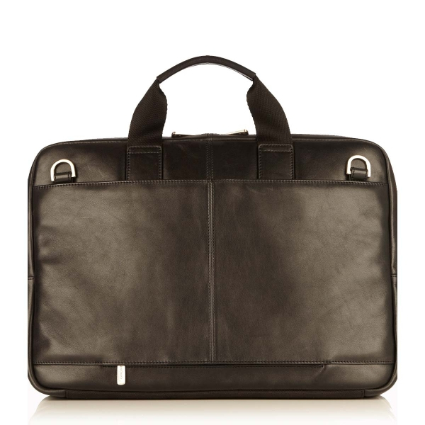 Knomo Newbury Black Leather Brief for Laptop Up To 15-Inch