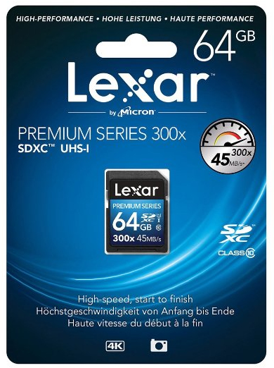 Lexar 64GB SDXC 300X Premium II Memory Card (Class 10) (U1)