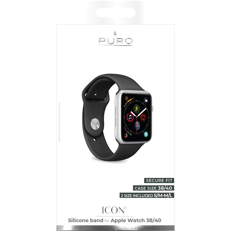 Puro Silicone Band 38-40mm Black for Apple Watch (Compatible with Apple Watch 38/40/41mm)