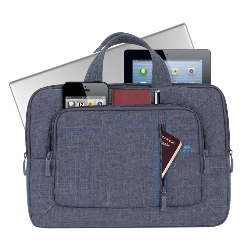 Rivacase 7520 Canvas Shoulder Bag Grey Laptop 13.3 Inch