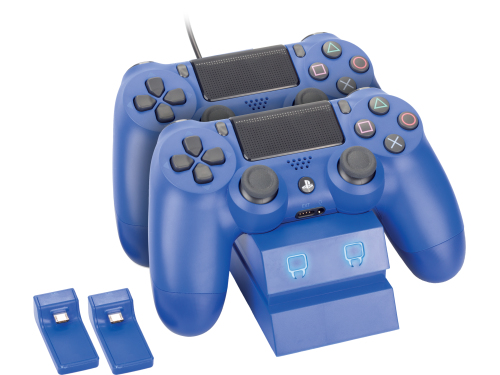 منصة لشحن أذرع ألعاب بلاي ستيشن 4 مزدوجة اللون الأزرق جديدة
